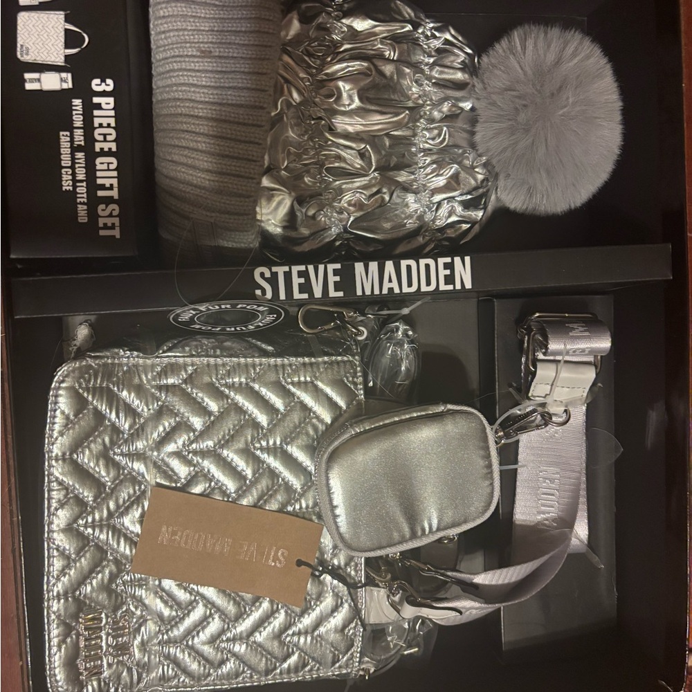 Steve Madden Silver Bag & Hat Set